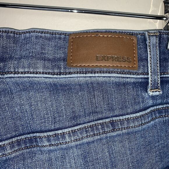 EXPRESS Straight Super High Rise 4R Blue Denim Jeans - Picture 7 of 12